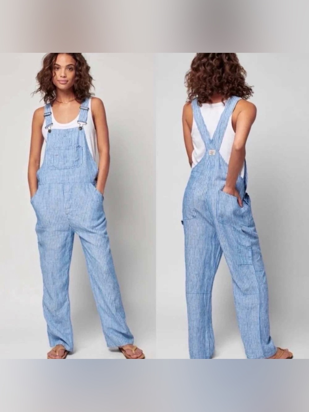 Faherty Linen Mechanic Overall - Medium Blue  + Aerie Vintage Lace Top - EUC